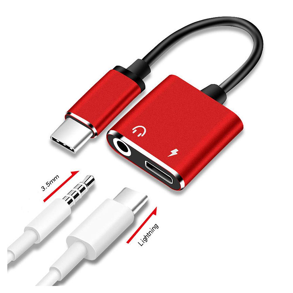 Rose Gold 2 in 1 Type-C to 3.5MM Audio Adapter Charging Port Type-C Audio Cbale AUX Adapter Cable