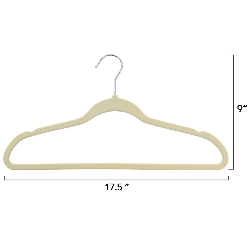Elama Home 100 Piece Heavy Duty Velvet Non-Slip Slim Profile Hanger Set in Cream