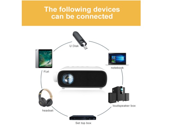 Mini Projector LED Home Theater Media Audio Player HDMI USB support 1080P Video Pocket Portable Projektor White