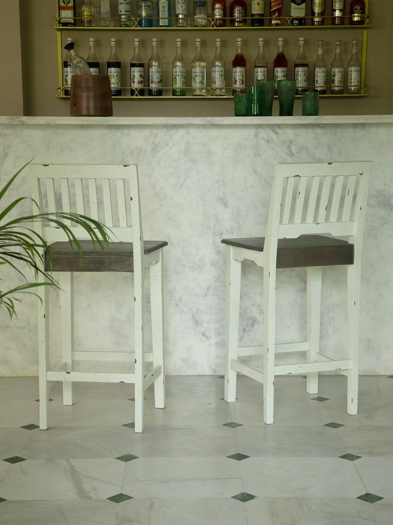 Ikiriya Kassel Solid Brown Wood Wine Rack Teak Finish