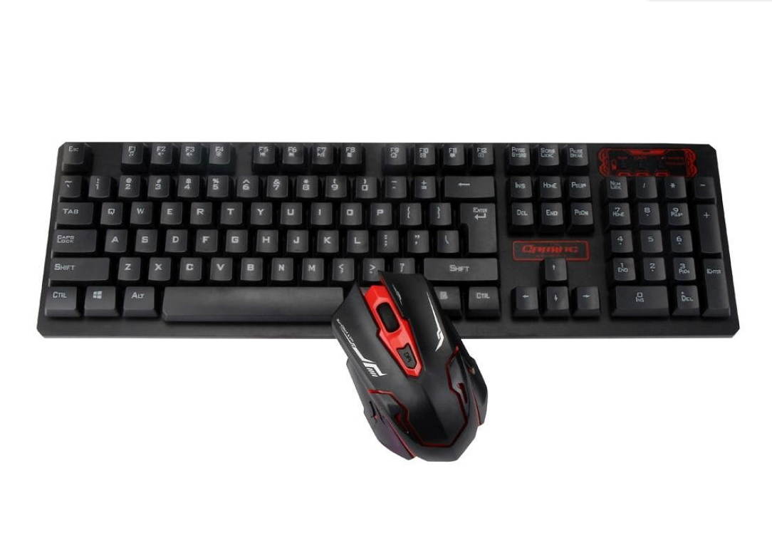 HK6500 S-Shaped Ergonomic  Lights 2.4G HK6500 112 Keys Computer Wireless Gaming Keyboard + Anti-Violence USB Wireless Mice Mouse Combo Set