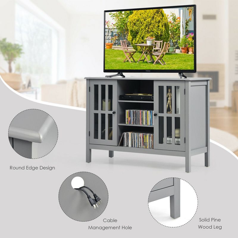 Costway Wood TV Stand Entertainment Media Center Console for TV's up to 50'' Grey