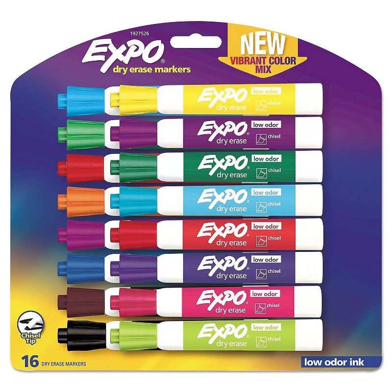 EXPO Low Odor Dry Erase Vibrant Color Markers Assorted Colors Medium 16/Set 1927526