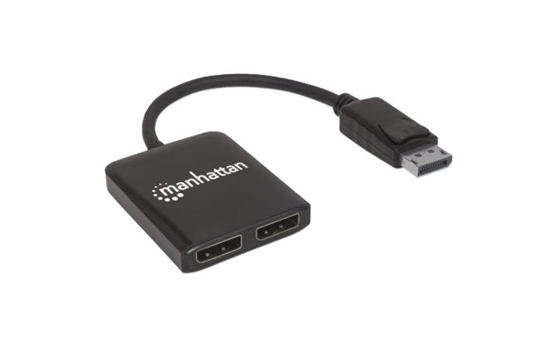 Manhattan DisplayPort to 2-Port DisplayPort Splitter Hub with MST - 3840 ?? 2160 - DisplayPort - USB - Plastic