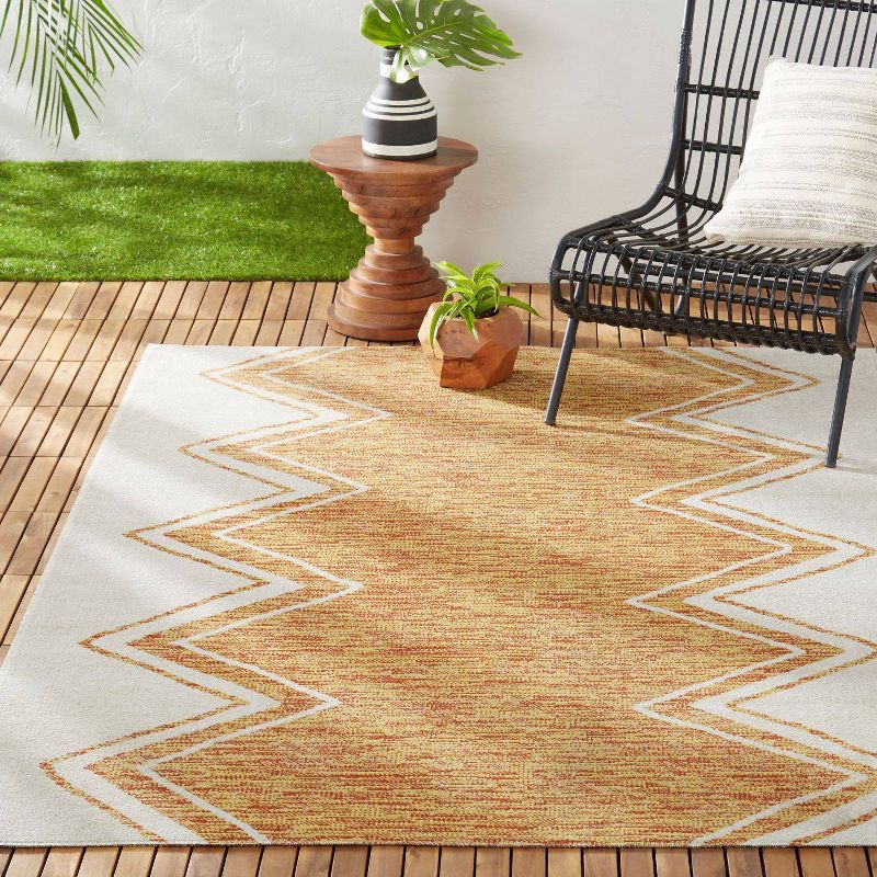 8' x 10' Le Soleil Outdoor Rug Black/Ivory - Linon