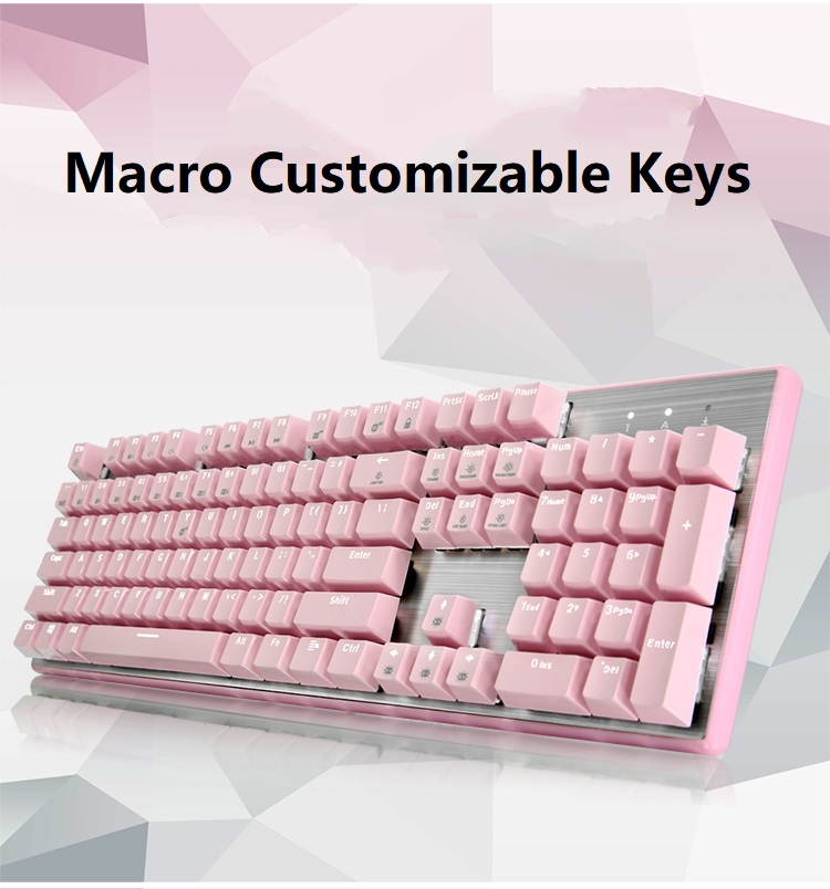 Hyeku GK706 N-key Rollover Ergonomic Design,Cool Exterior USB  Wired Kailh Brown Mechanical Gaming  Keyboard With White Backlit  For Office And Game - Pink