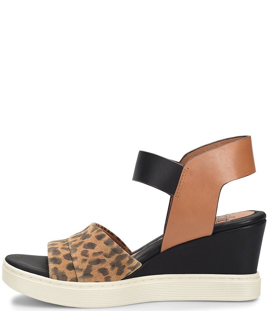 Sofft Samyra Leather Leopard Printed Athletic Inspired Wedges