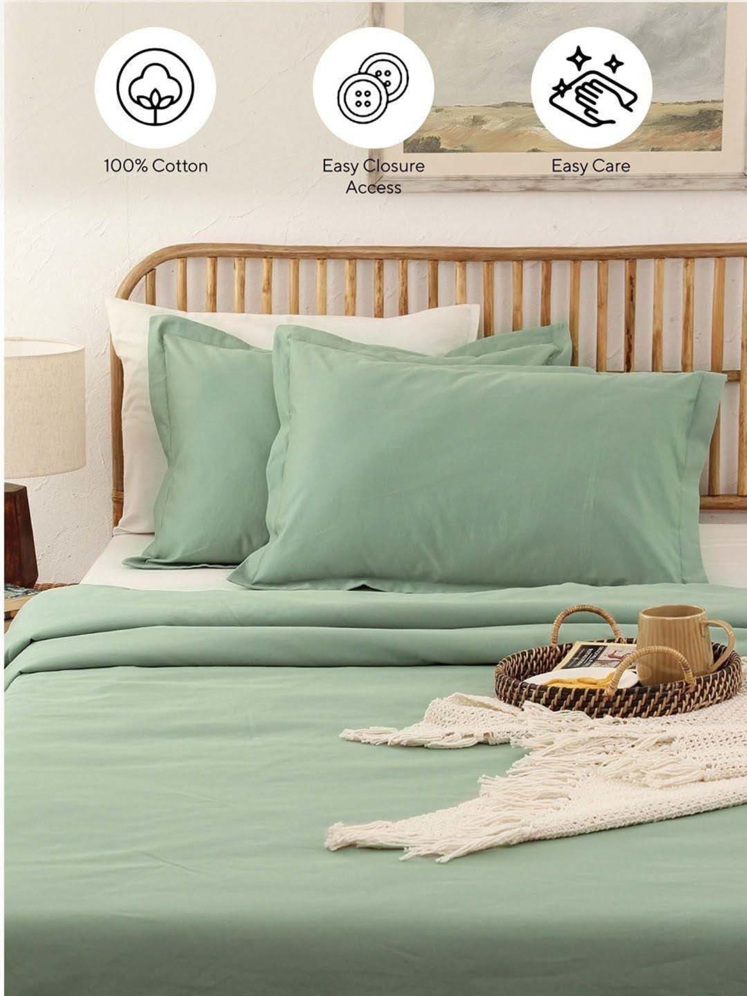 House This Sage Green Cotton 600 TC Double Duvet Cover