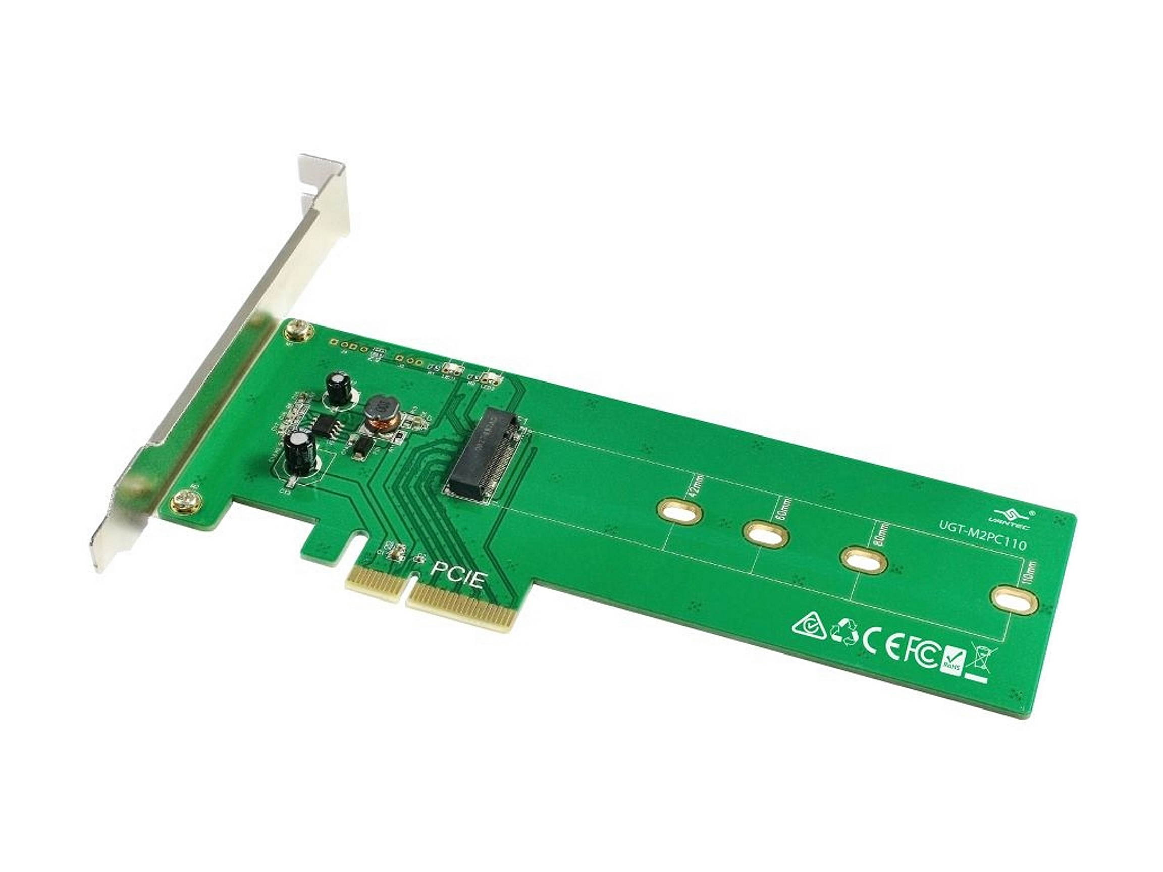 VANTEC UGT-M2PC110 M.2 NVMe PCIe X4 Adapter For Extra Long 110mm Module