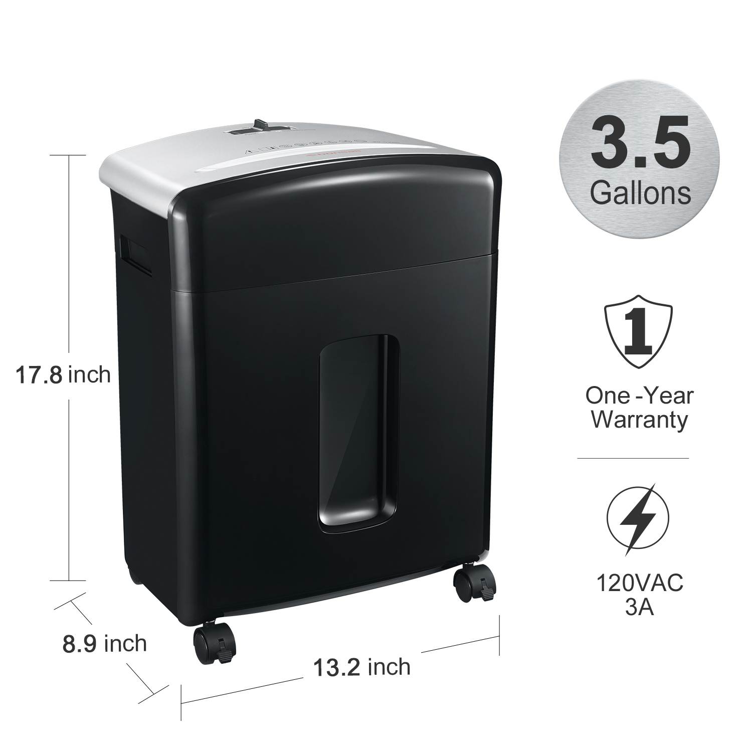 Bonsaii 10-Sheet High-Security Micro-Cut Paper Shredder, Credit Card/Staples/Clips Shredders for Office and Home Use, 3.5-Gallon Pullout Wastebasket with Large Transparent Window (C220-B)