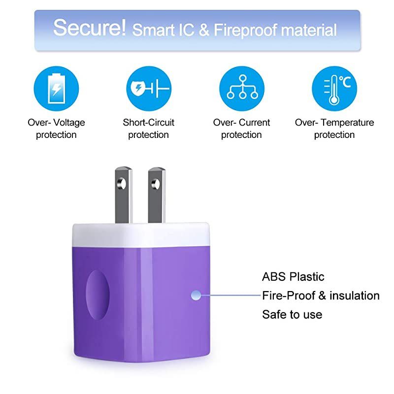 Wall ChargerCharging Block 3Pack 21A Dual Port Wall Charging Plug Head Travel Charger Cube Compatible for iPhone 11XsXRXs MaxX8 7 6 PlusSamsung GalaxyLGMotoGoogleAndroid Phone