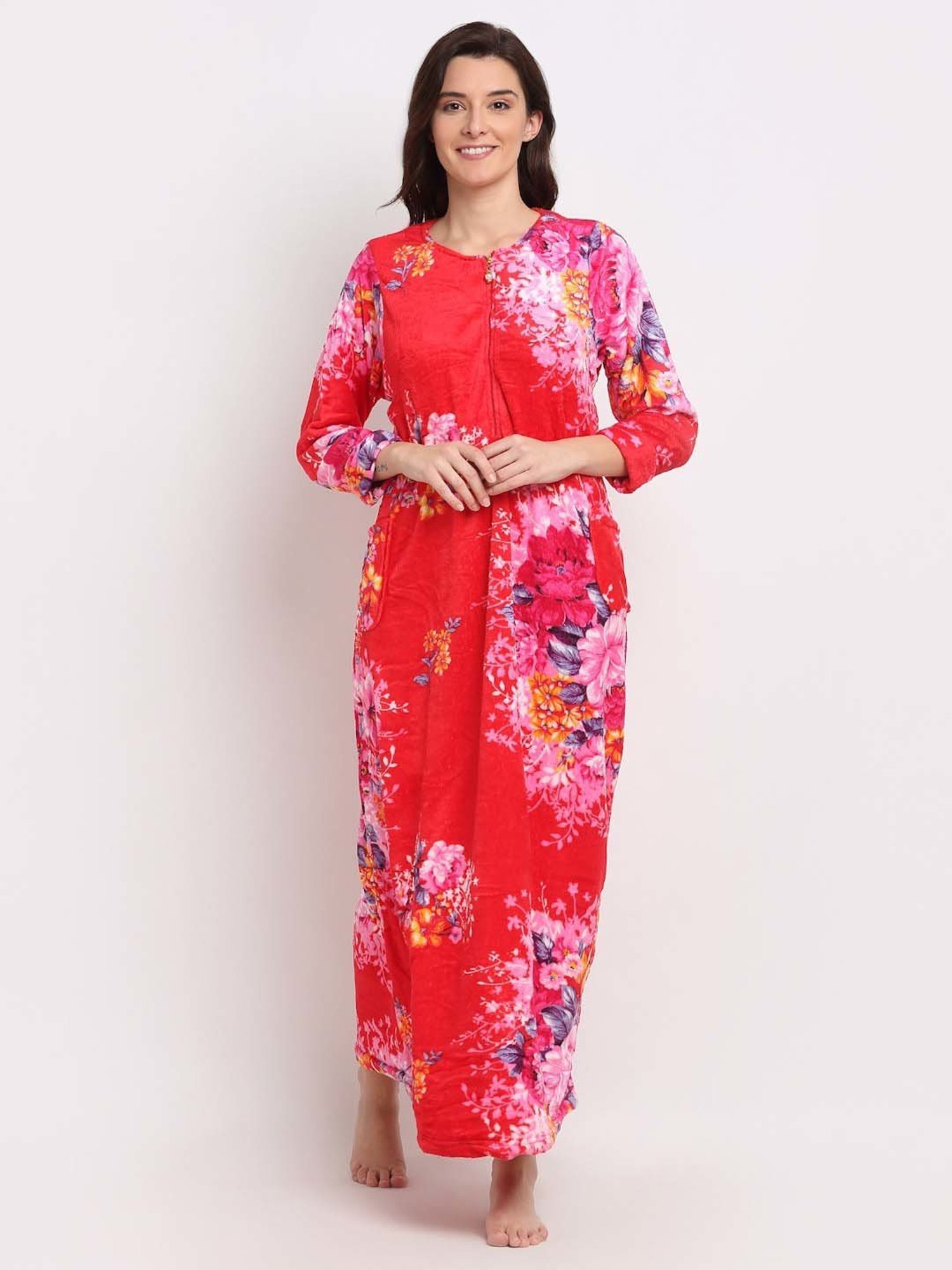 NEUDIS Pink Printed Night Gown