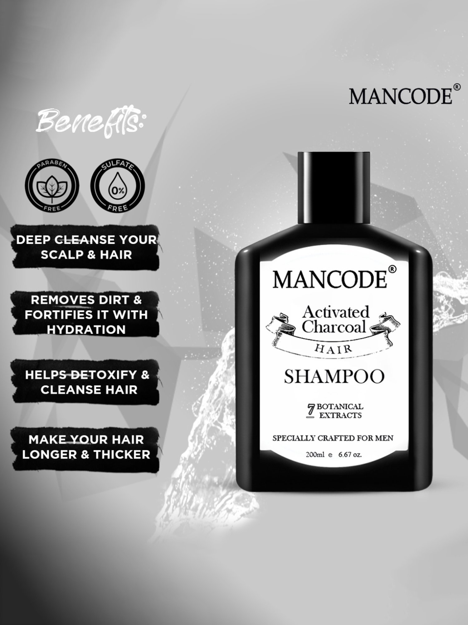 Mancode Charcoal Shampoofor Men - 200 ml