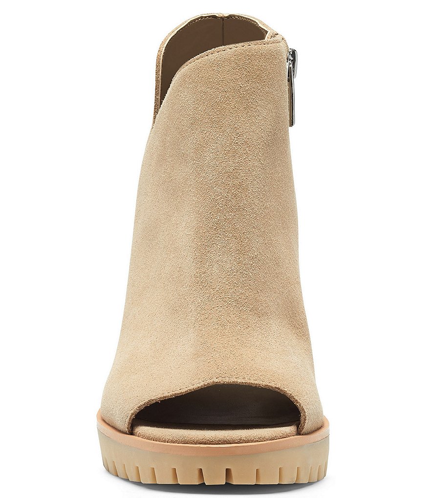 Vince Camuto Hevana Block Heel Peep Toe Suede Booties