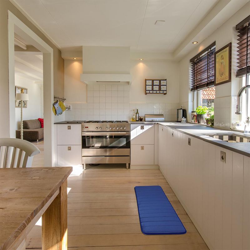 1'6"x3'10" Rectangle Indoor and Outdoor Polyurethane Floor Mat Blue - PiccoCasa