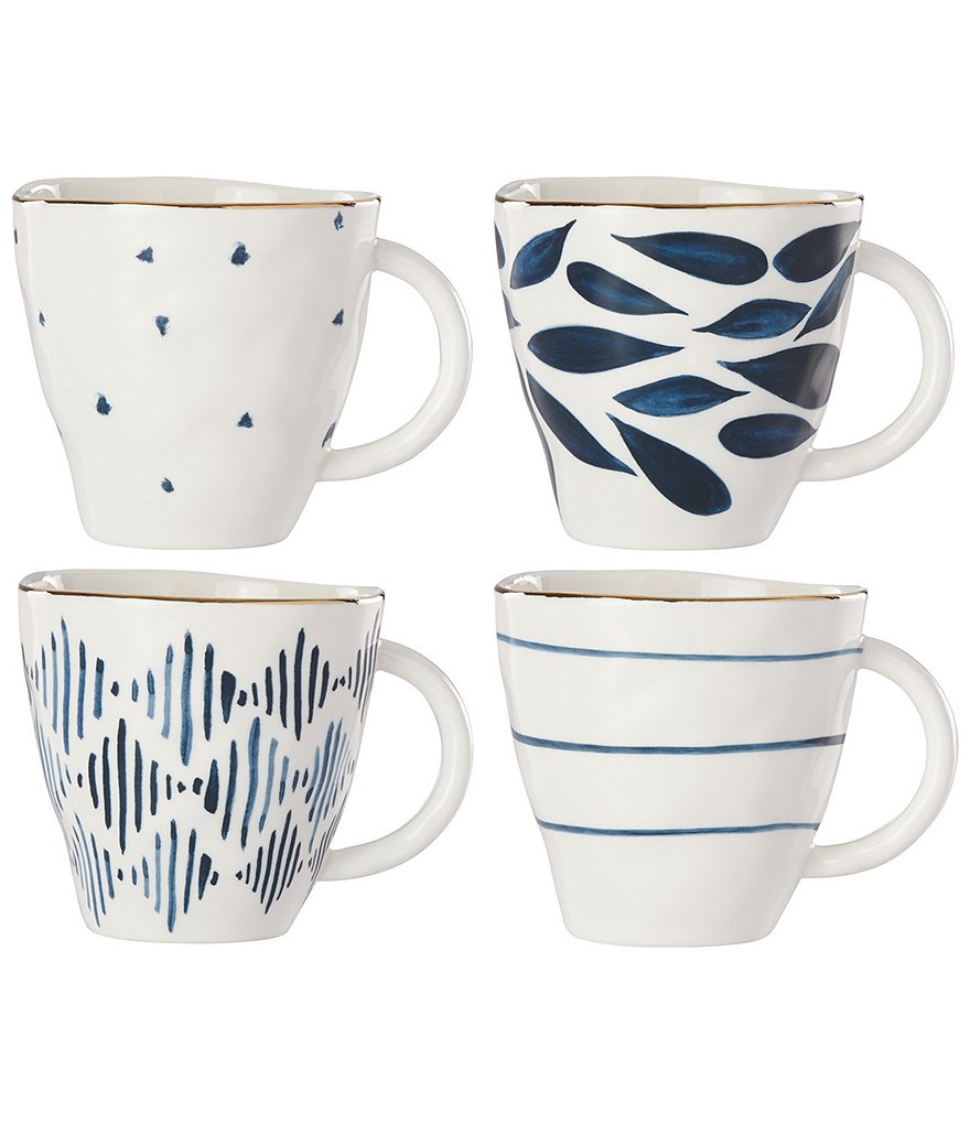 Lenox Blue Bay Assorted Dessert Mugs Set of 4