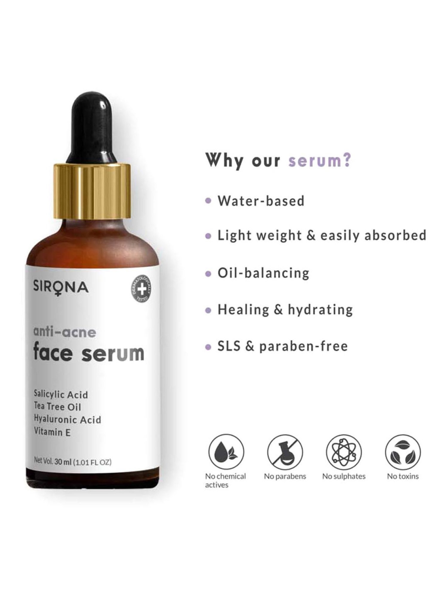 Sirona Anti Acne Face Serum with Reusable Eyebrow and Face Razor