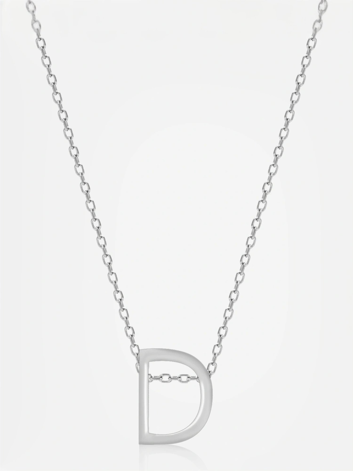 Touch925 Sterling Silver Divine D Initial Chain Pendant