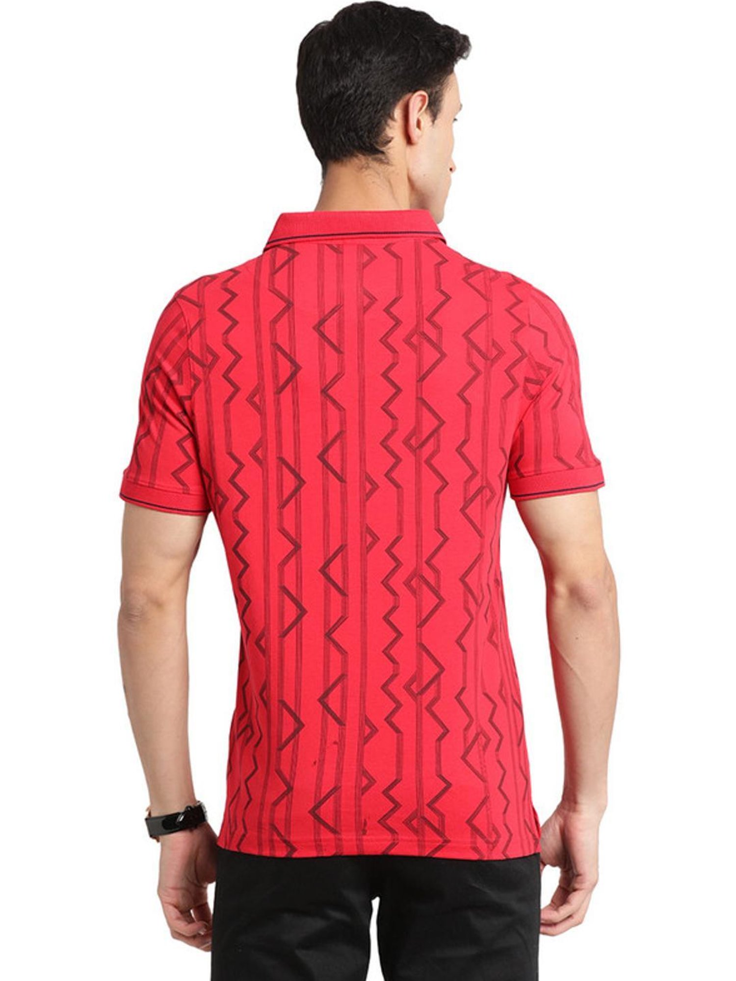 Turtle Pink Slim Fit Printed Polo T-Shirts