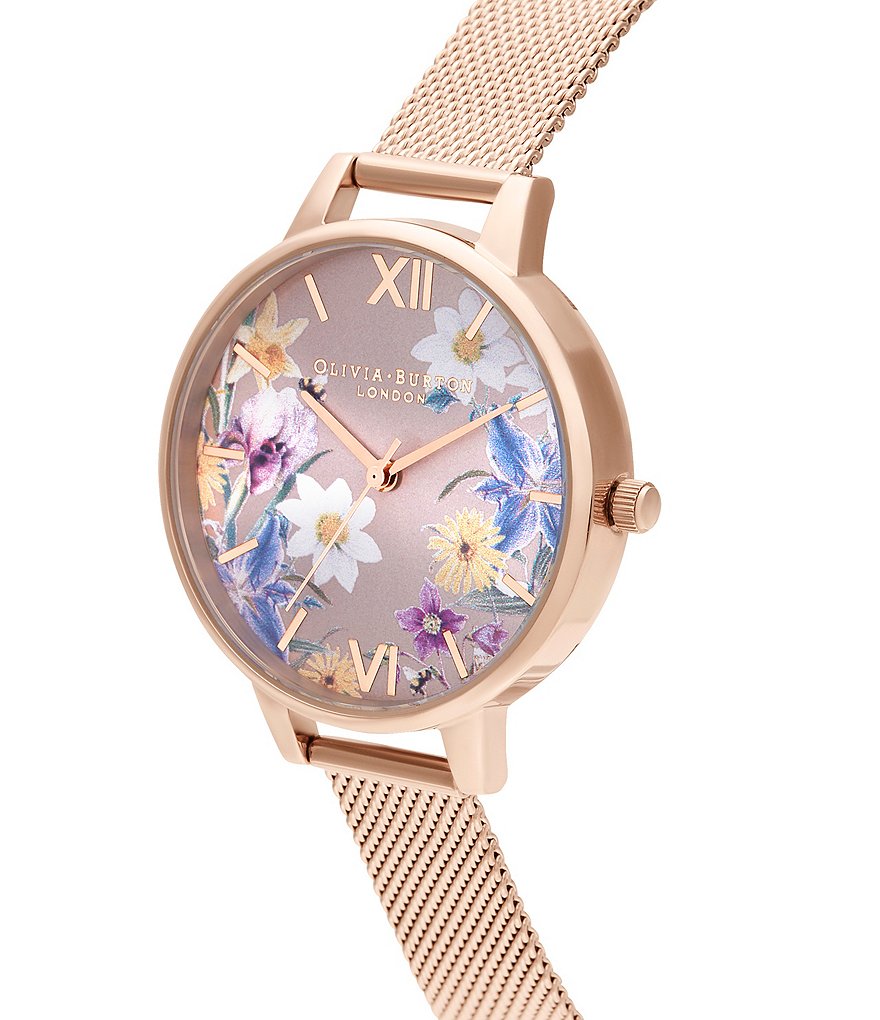 Olivia Burton Best In Show Blush Sunray & Pale Rose Gold Mesh Watch