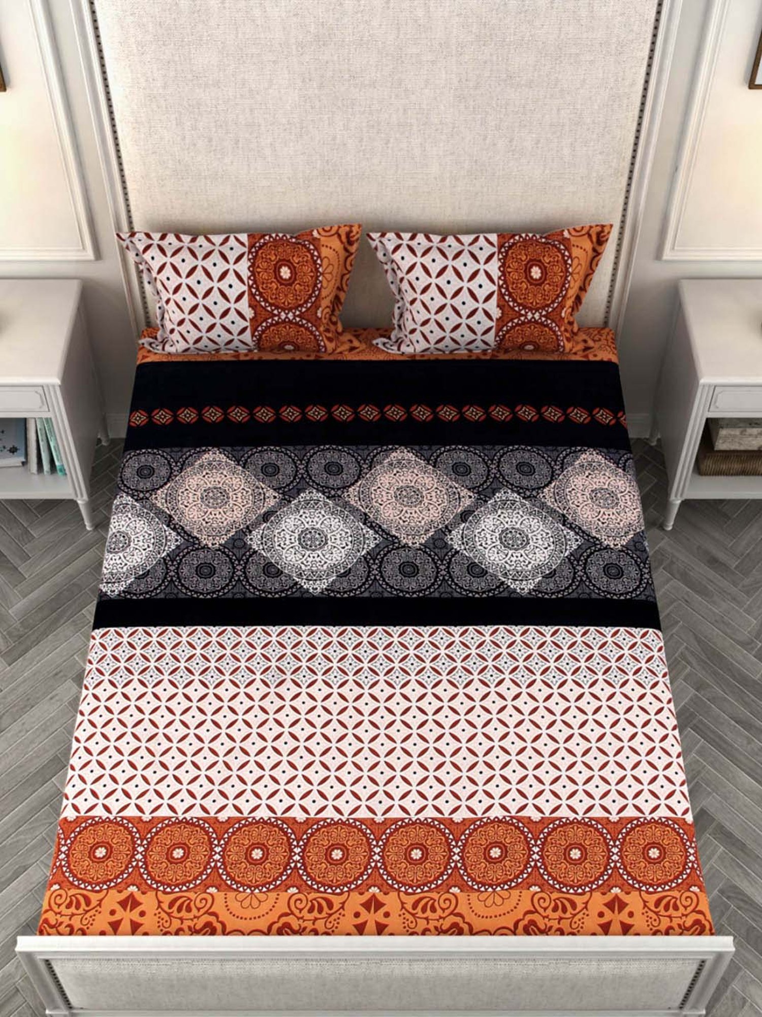 Romee Multicolor 144 TC Bed Sheet Set