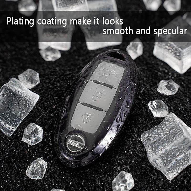 Fob Cover for Nissan InfinitiSoft TPU Fob Case Allaround Protector Plating Shell Fit less Smart Remote of Nissan Aitime Rogue Sentra Maxima Murano Pathfinder Sedan Infiniti Sliver