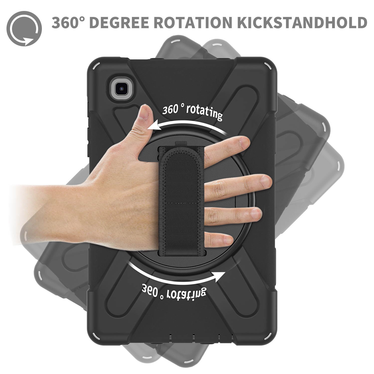 Galaxy Tab A7 Lite Case, Heavy Duty Rugged Shockproof Case with Adjustable Hand Strap, Carrying Shoulder Strap, Rotating Kickstand for Samsung galaxy Tab A7 Lite 8.7 inch 2021 Model SM-T220 SM-T225