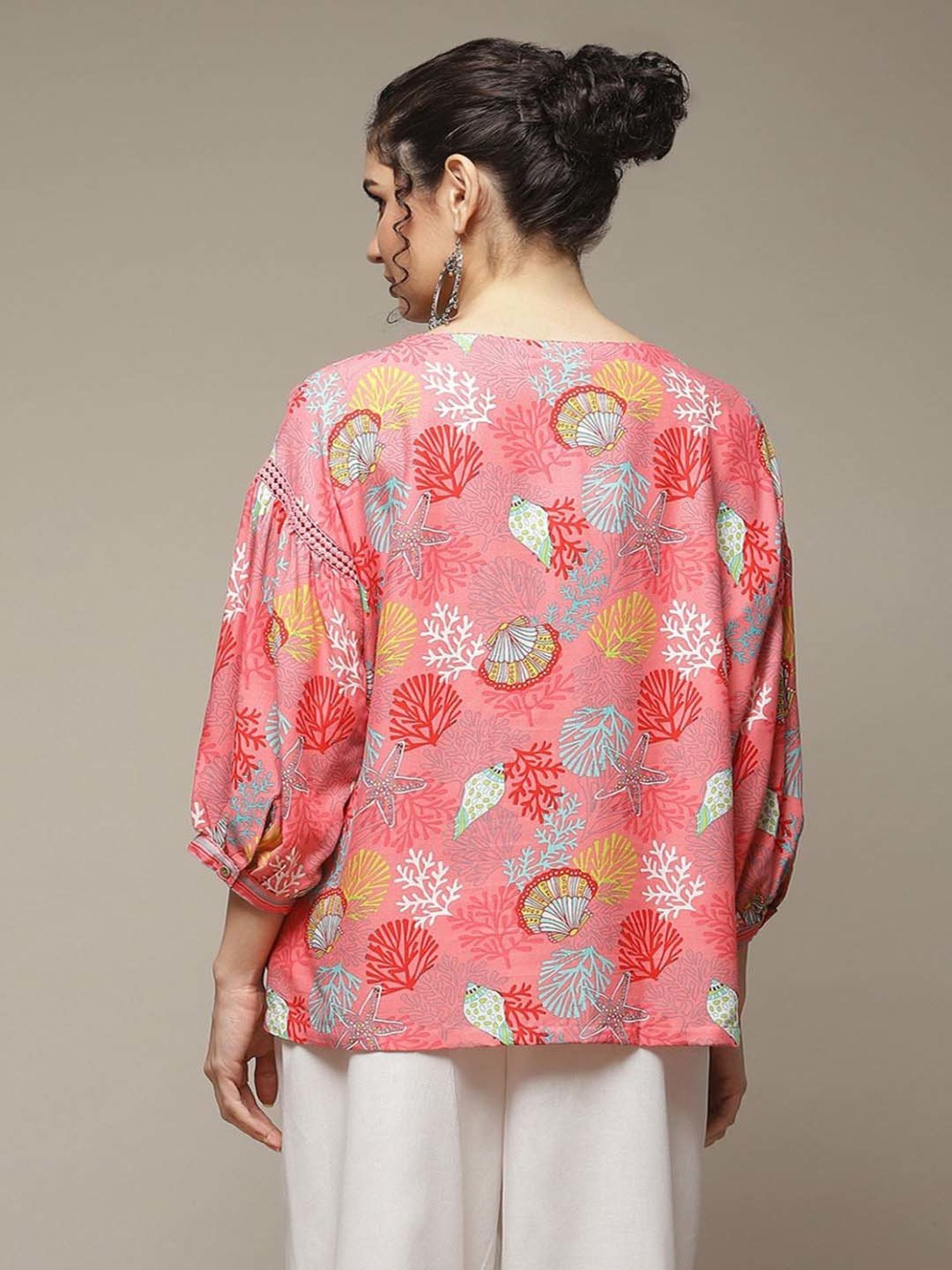 Rangriti Coral Printed Top