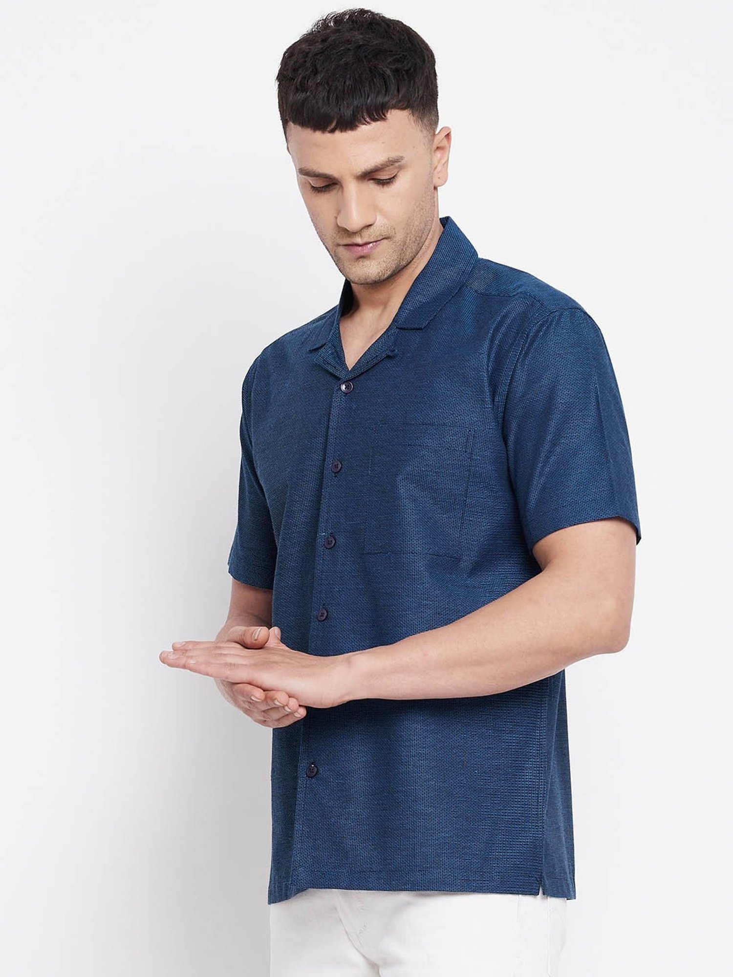 Even Navy Regular Fit Printed Shirt
