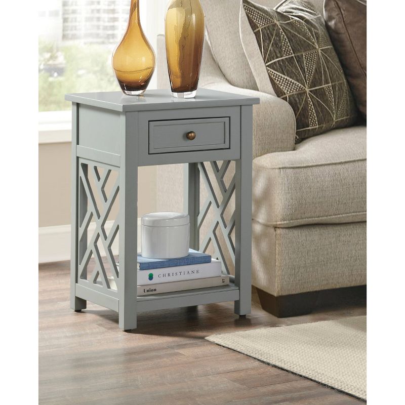 Middlebury Wood End Table with Drawer and Shelf Gray - Alaterre Furniture