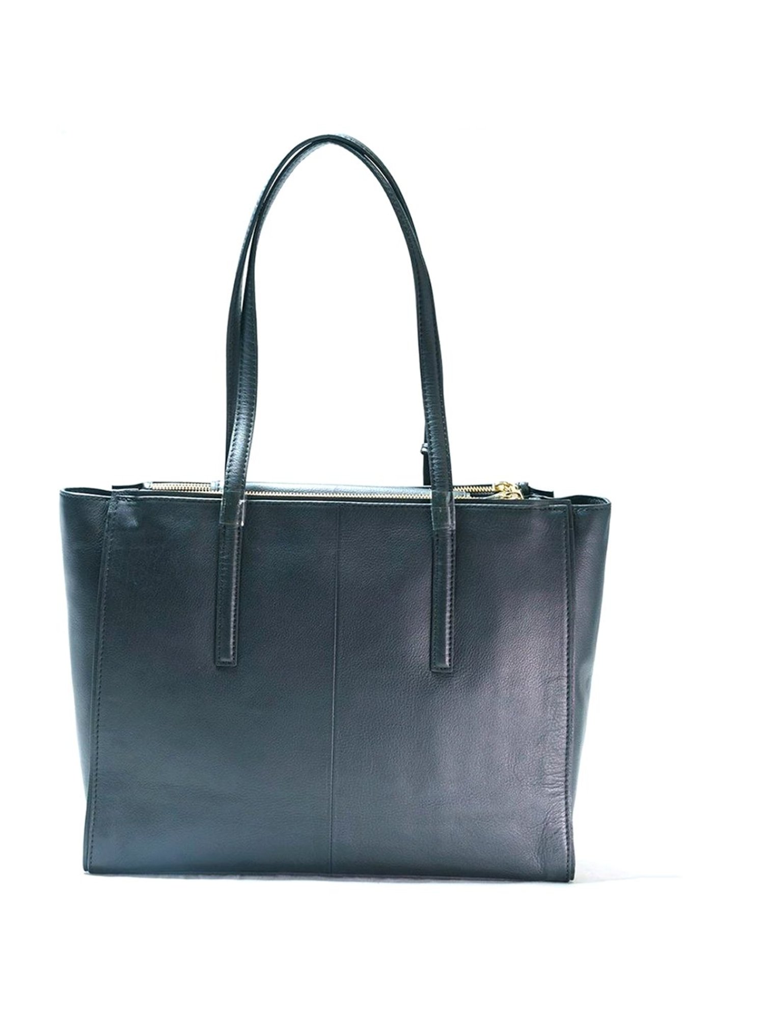 RI2K London Black Leather Large Shoulder Bag