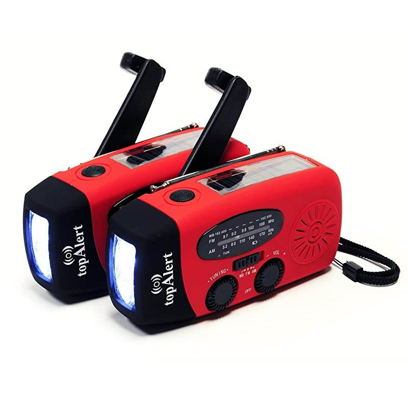 Version] 2-Pack HY-88WB Emergency Dynamo Solar Self Powered AM/FM/WB(NOAA) Radio, Stronger Replaceable 2000mAh Lithium-ion Battery, Flashlight, Charger for Smartphones and USB Devices