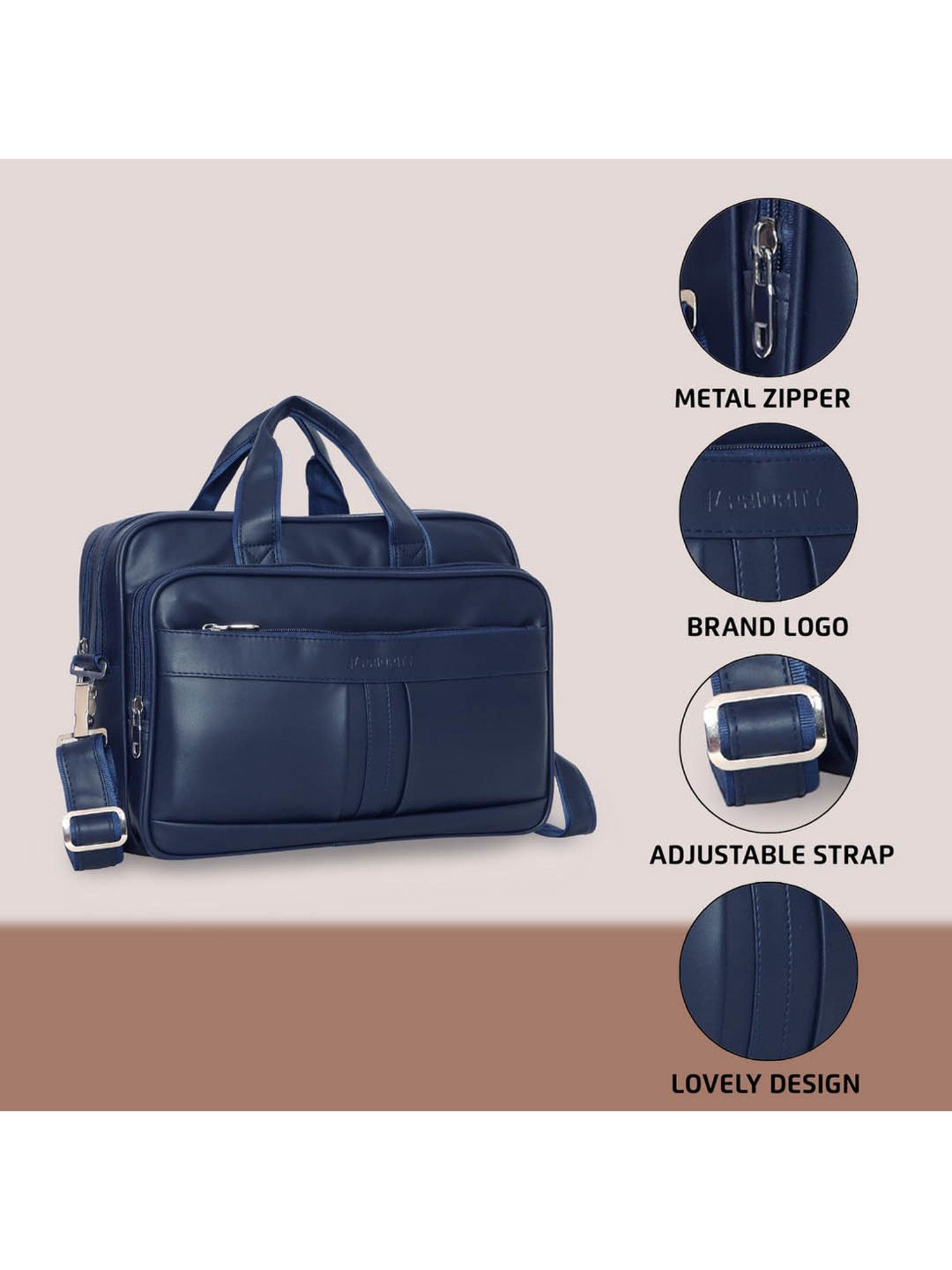 Priority Navy Synthetic Medium Messenger Bag