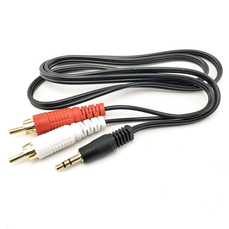 SatelliteSale 3.5mm Stereo Plug Male to 2-RCA Plug Male Audio Cable 3 Feet