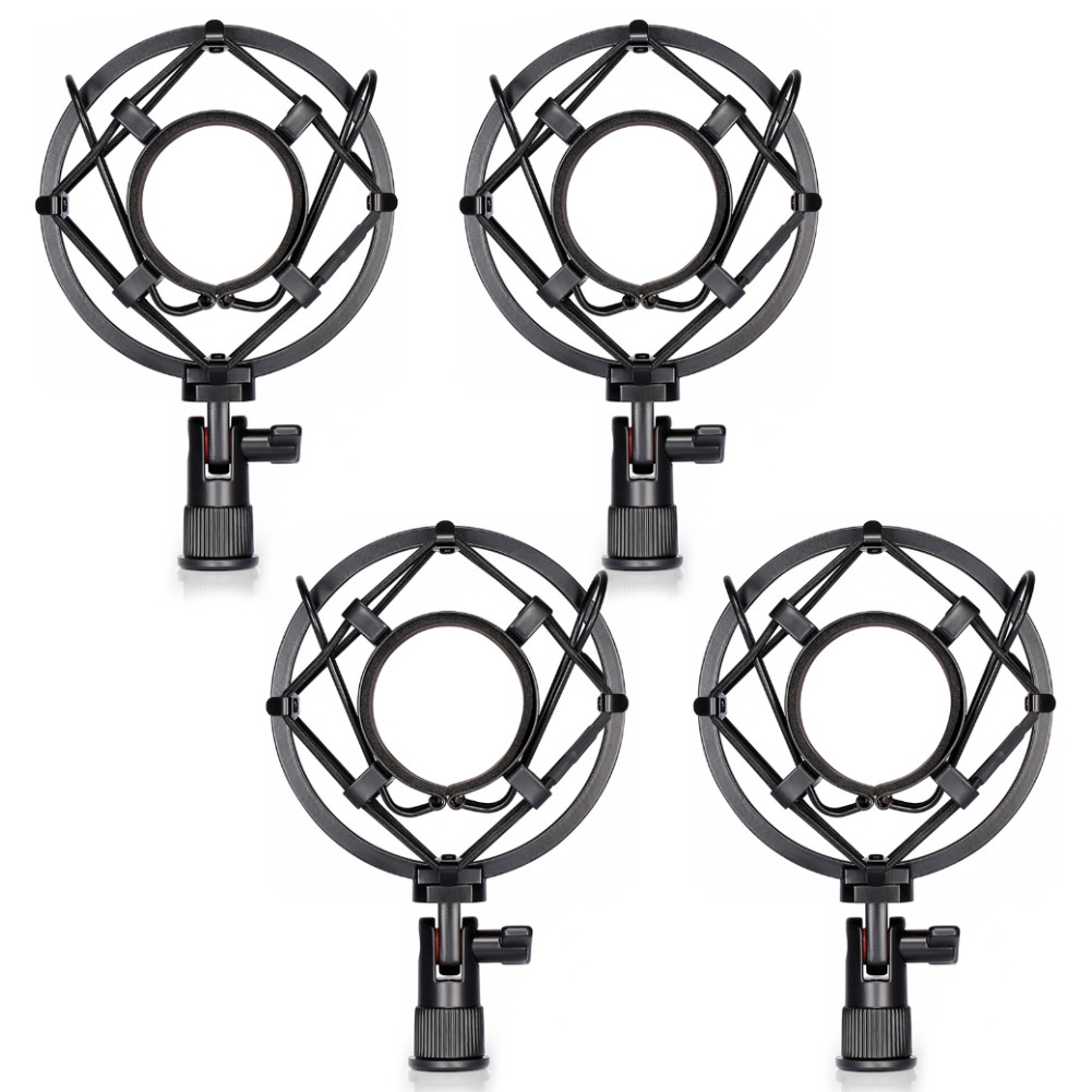 Neewer 4 Pack Black Microphone Shock Mounts Anti Vibration Suspension High Isolation for Studio Condenser Mic, Ideal for Radio Broadcasting Studio, Voice-over Sound Studio and Recording