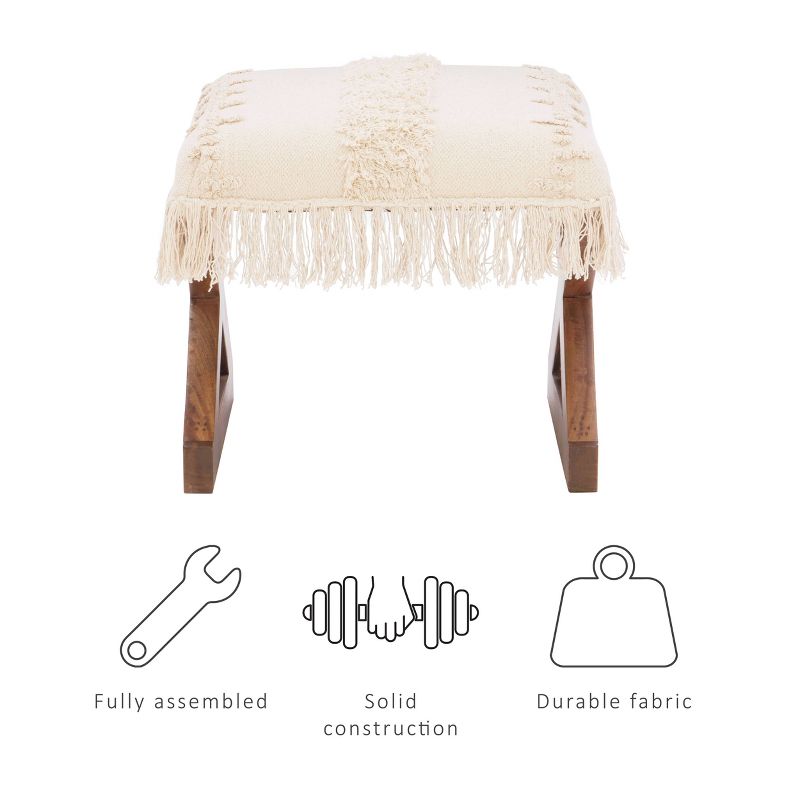 Colmar Tassel Ottoman Off White - Powell Company