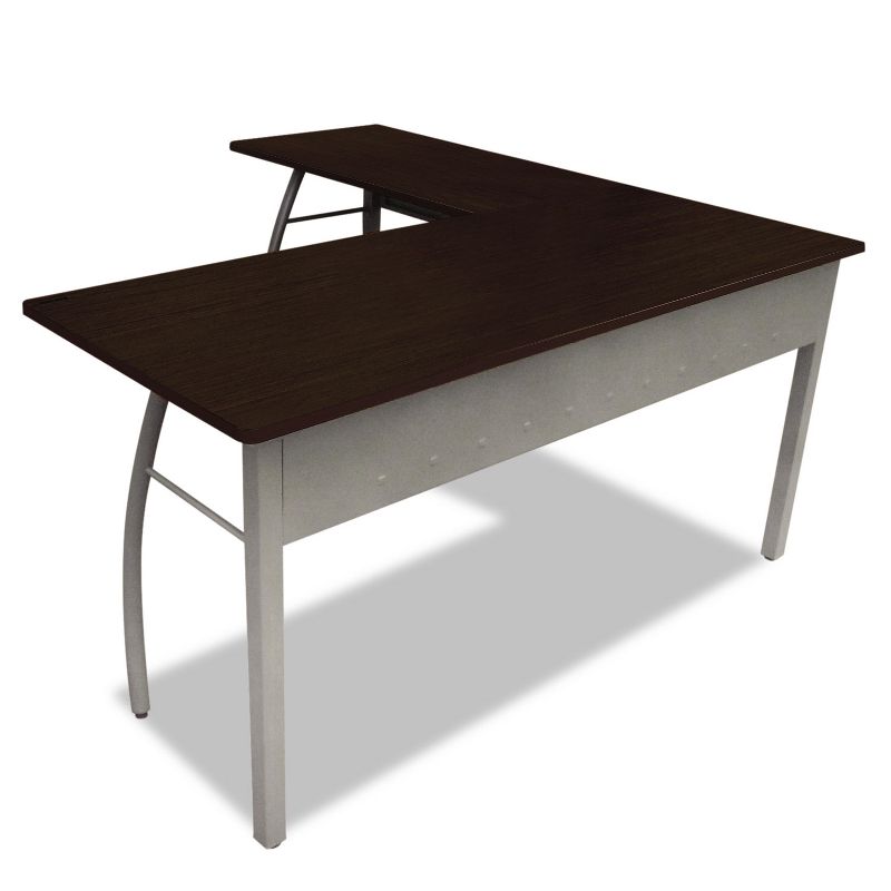 Linea Italia Trento Line L-Shaped Desk 59-1/8w x 59-1/8d x 29-1/2h Mocha/Gray TR737MOC