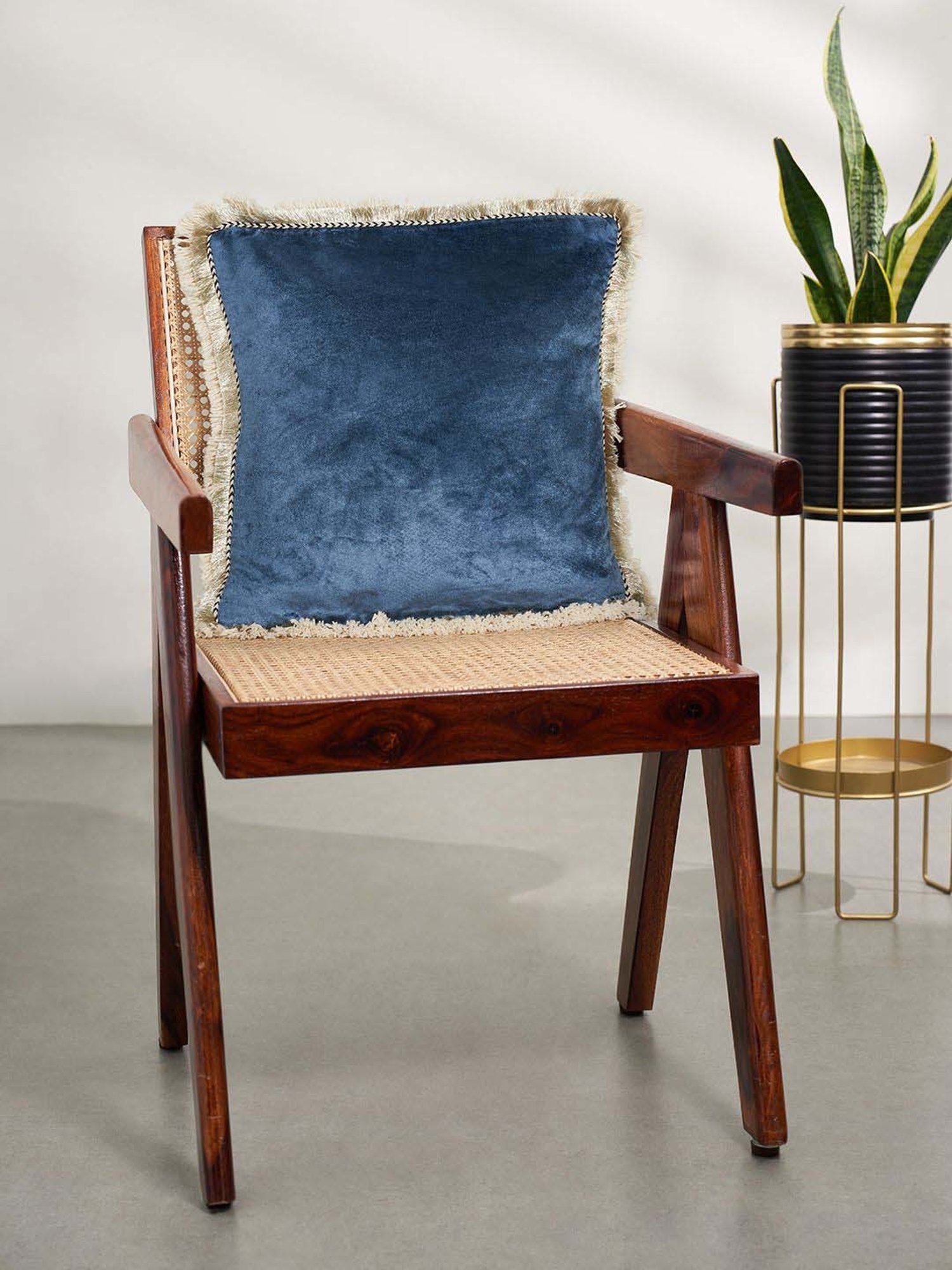 Living Scapes by Pantaloons Blue Fabric Cushion Cover