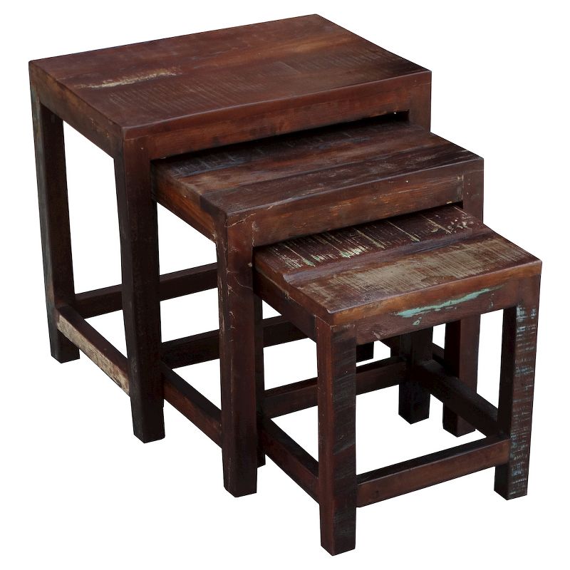 3pc Reclaimed Wood Nesting Tables Natural - Timbergirl