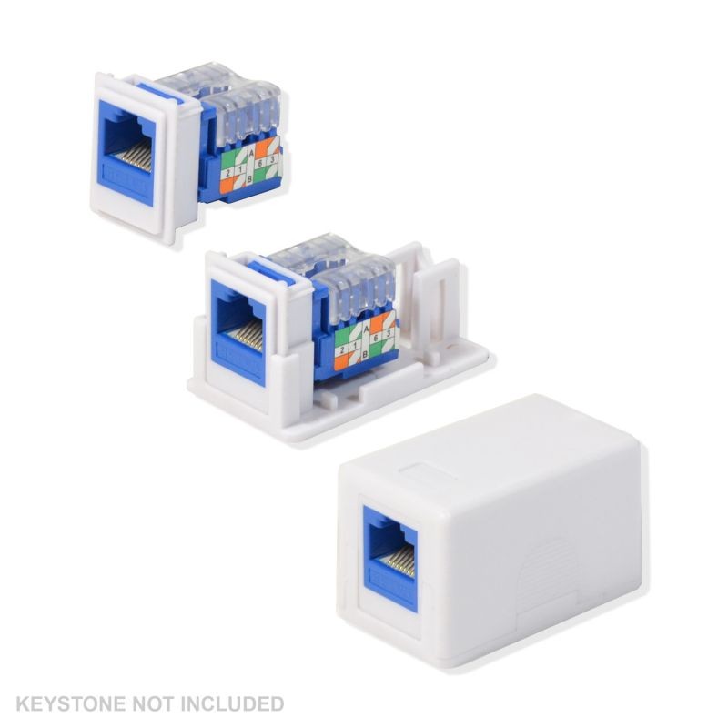 1 Pack Surface Mount Box 1 Port Single Hole Keystone Jack Cat5e/Cat6 White