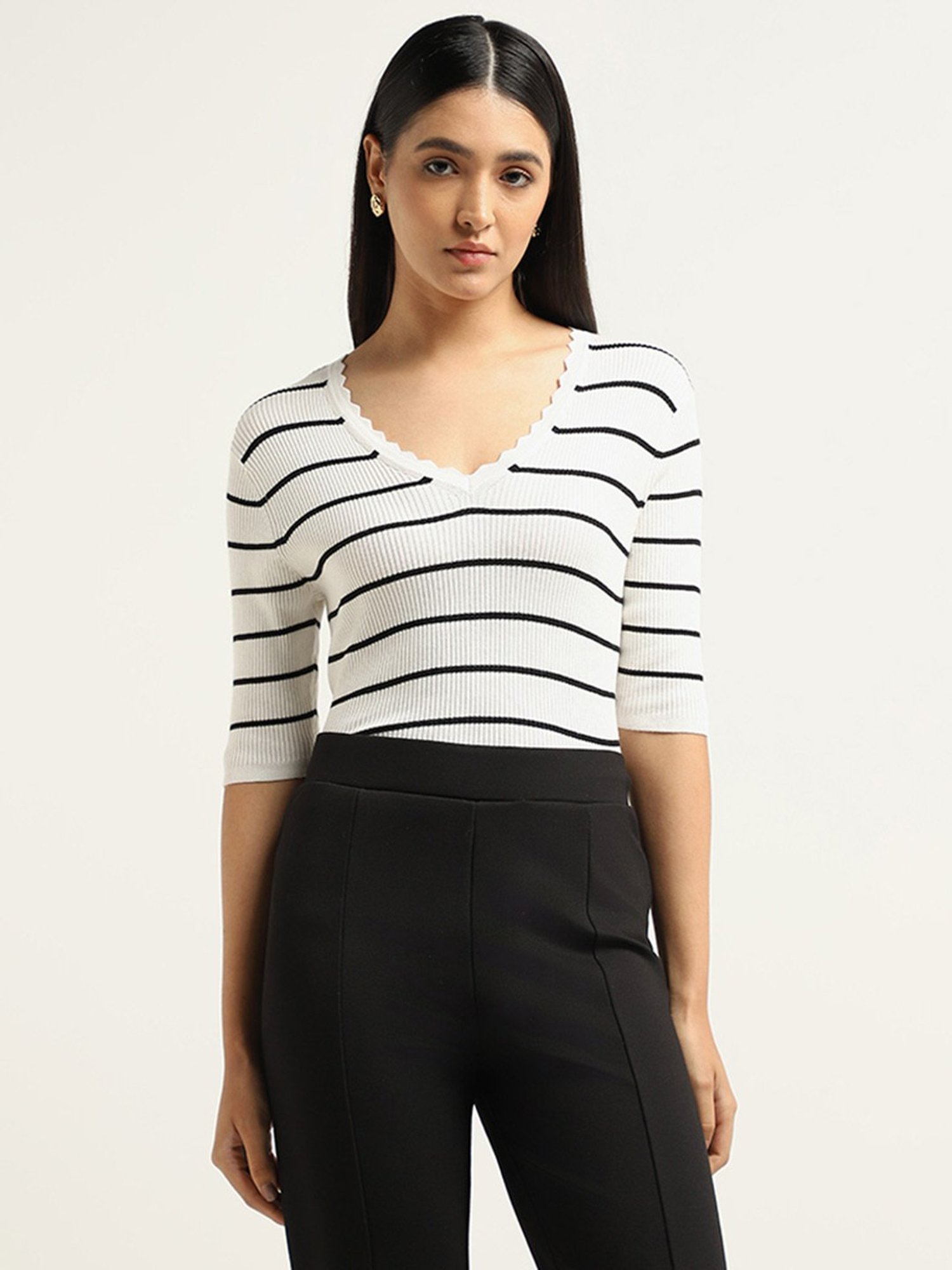 Wardrobe by Westside Ivory Ribbed Top