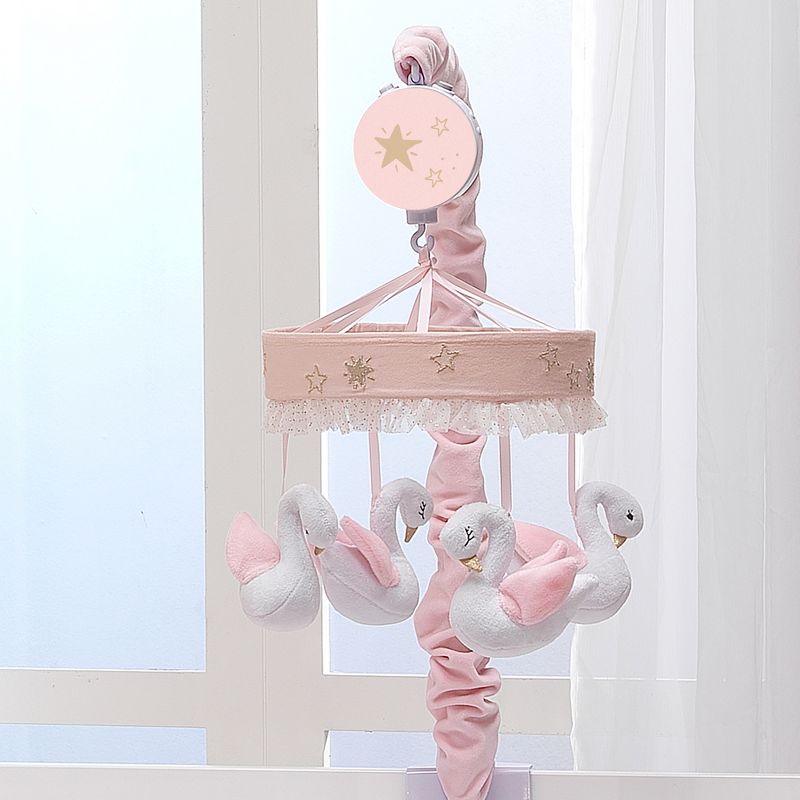 Lambs & Ivy Signature Swan Princess Pink/White Musical Baby Crib Mobile