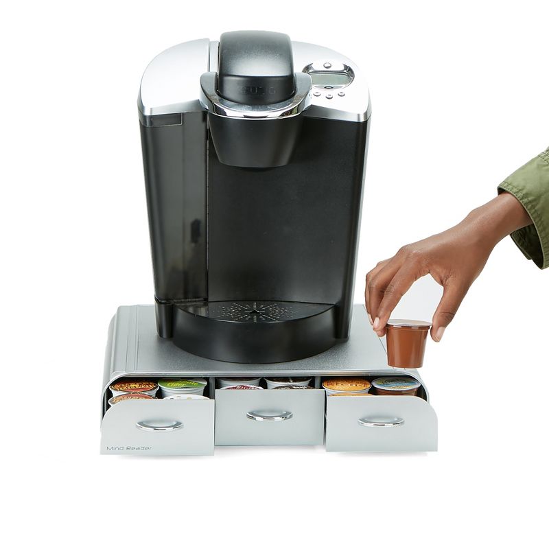 Mind Reader Single Serve Coffee Pod Holder Drawer, 36 Capacity K-Cup, Silver