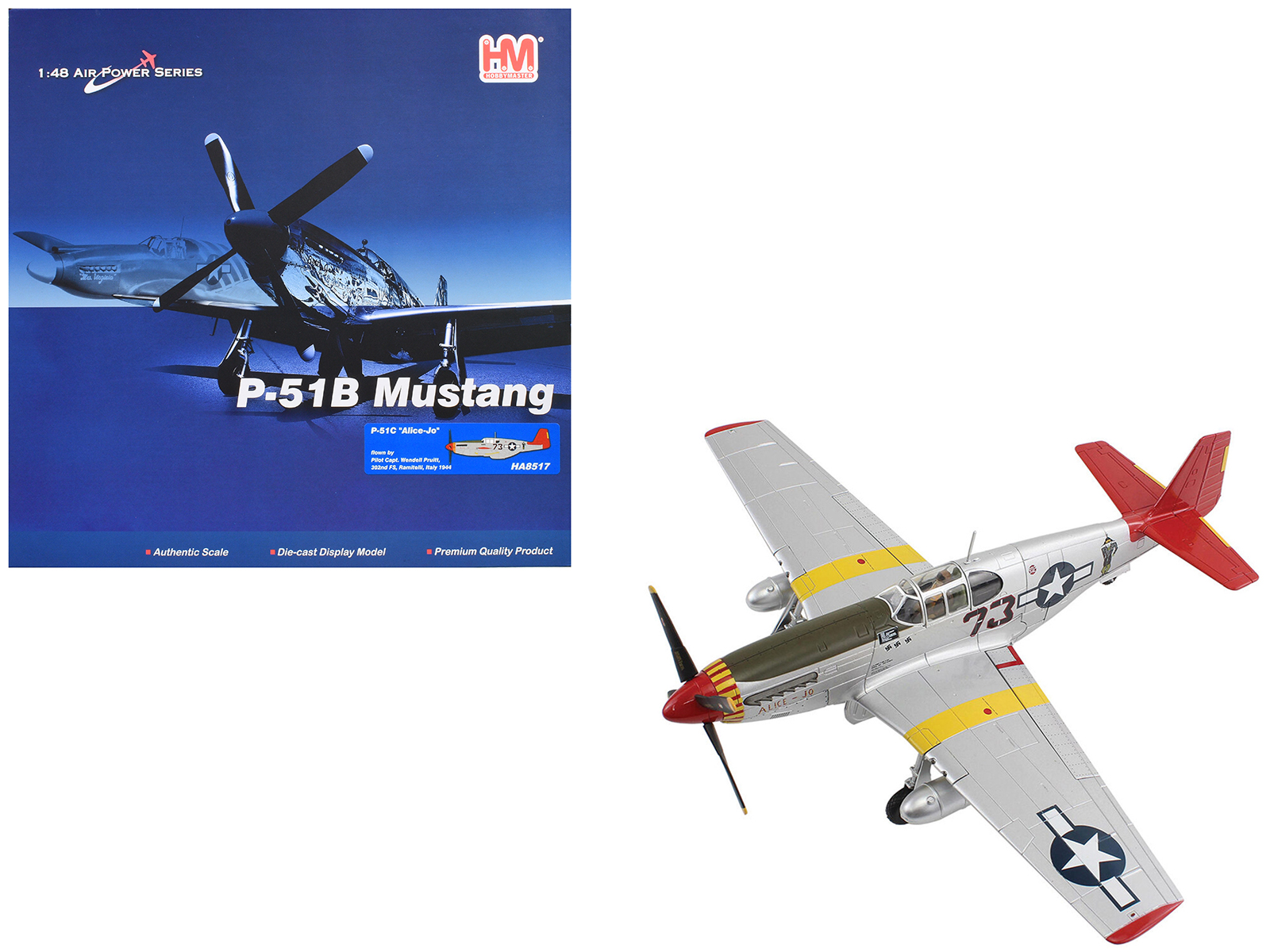 North American P-51D Mustang Fighter Aircraft "Lt. Col. McComas 118th Tactical Reconnaissance Squadron 23rd Fighter Group China" (1945) United States Army Air Force "Air Power Series" 1/48 Diecast Model by Hobby Master