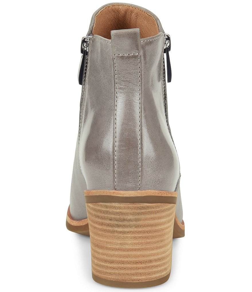 Sofft Canelli Leather Double Zipper Block Heel Booties