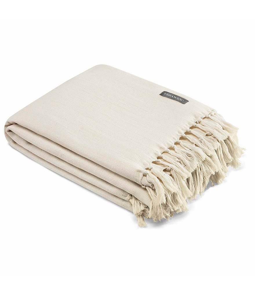Vera Wang Twill Fringe Throw