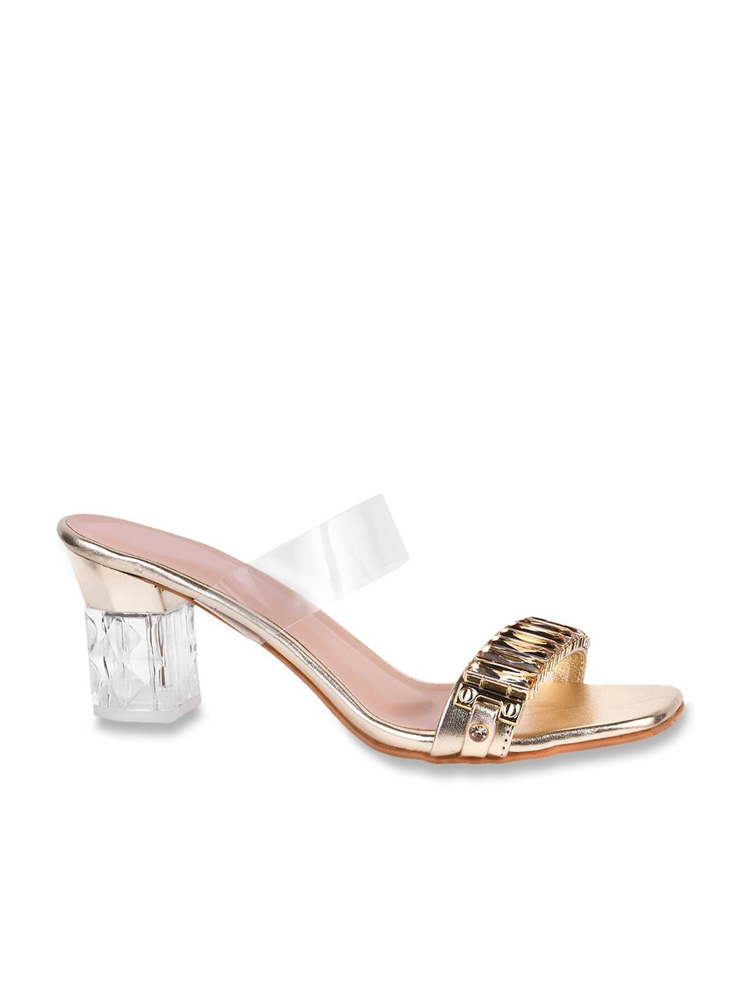 The White Pole Women's Golden Casual Sandals