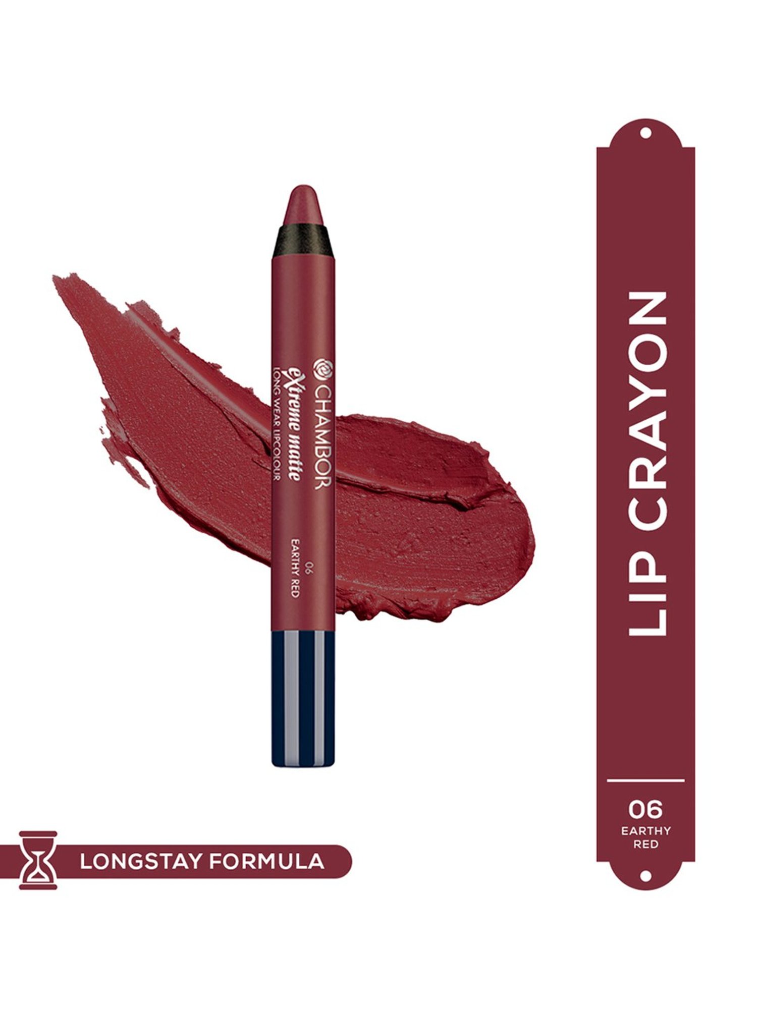 CHAMBOR Extreme Matte Long Wear Lipcolour 06 Earthy Red - 2.5 gm