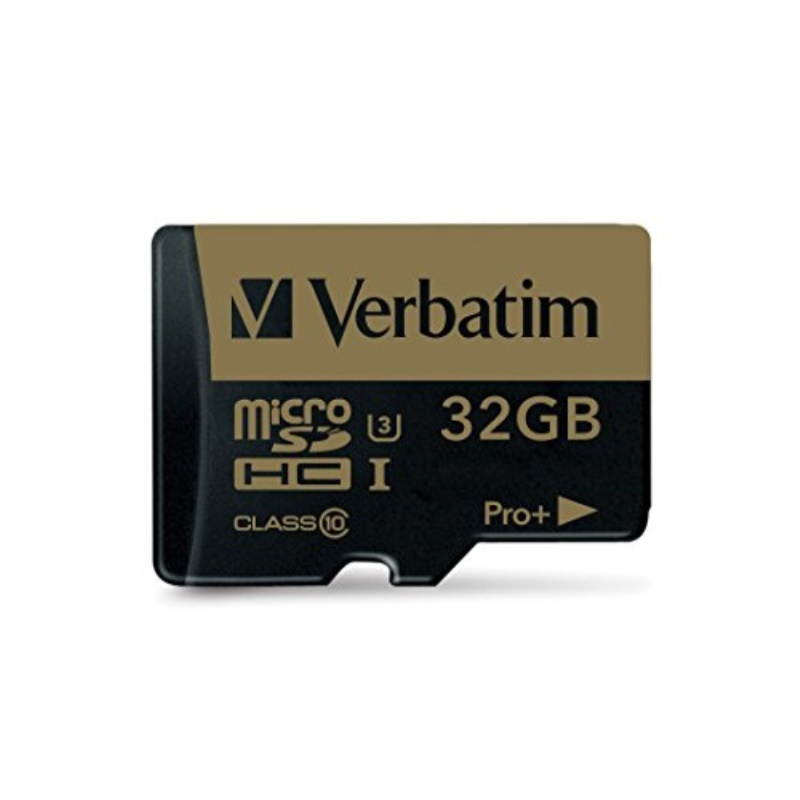 Verbatim Memory Card microSDHC w/Adapter 32GB BK/GD 44033