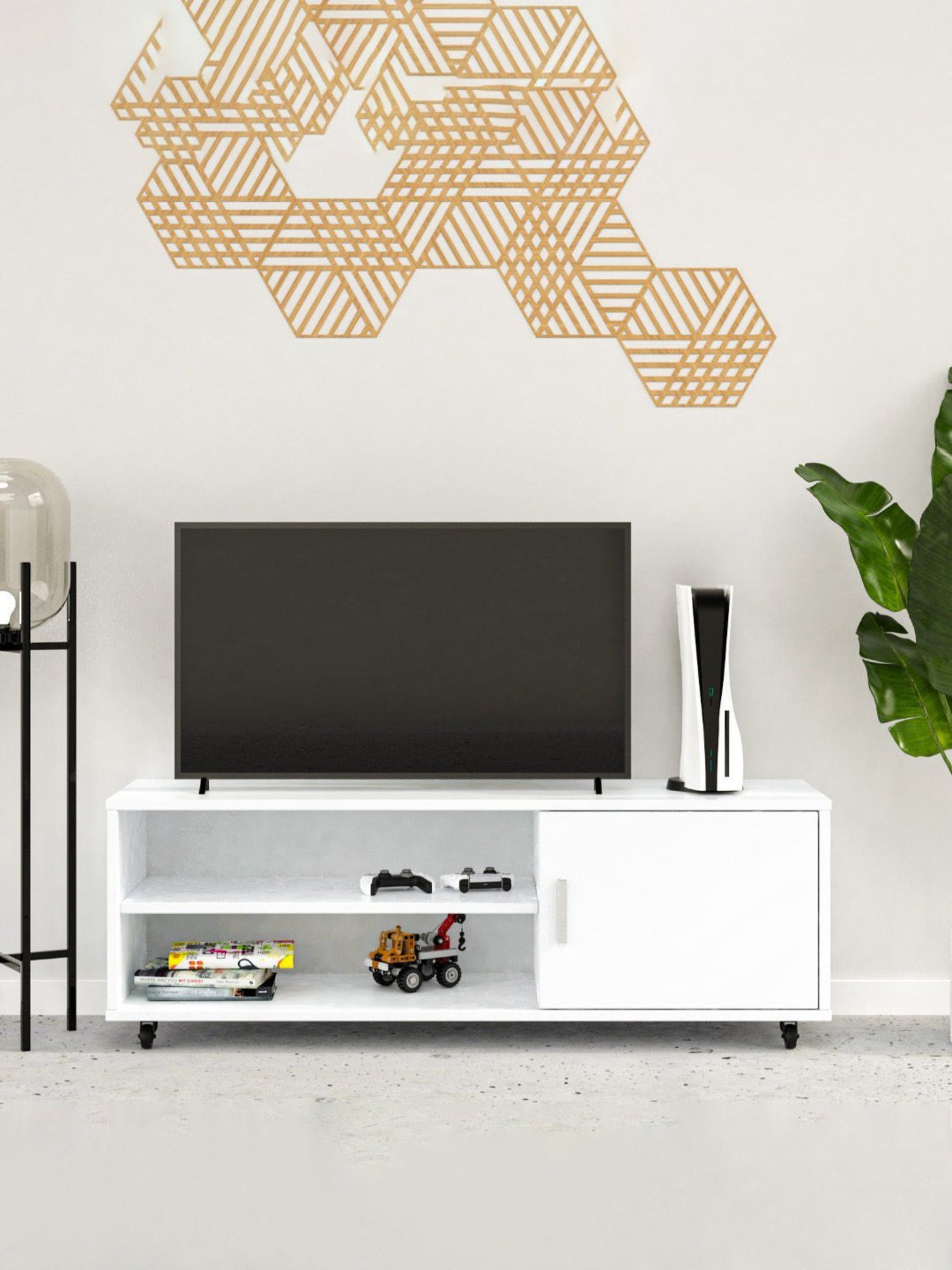 Nilkamal Cora White Engineered Wood TV Entertainment Unit with 2 Shelves